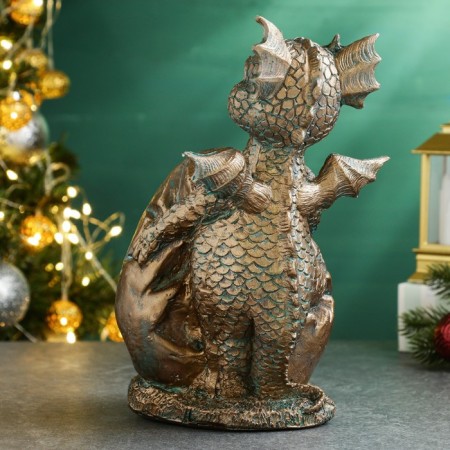 Piggy bank "Dragon" bronze with oxidation, 12x17x22cm-2