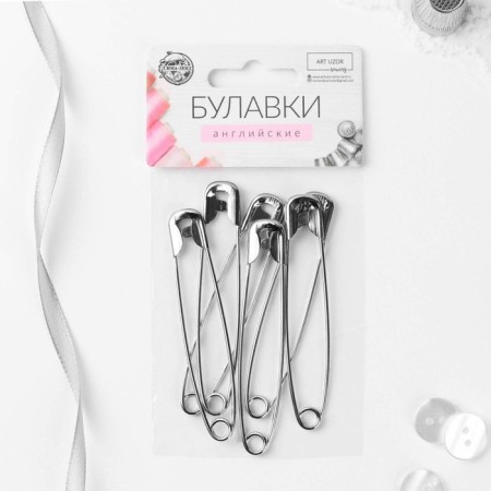 English pins, 75 mm, 6 pcs, silver color-4