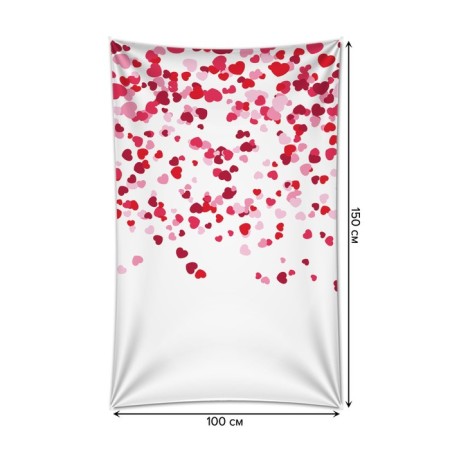Decorative panel with photo printing "Rain of hearts", vertical, size 100x150 cm-1