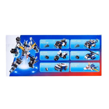 Constructor Robot Police Transport, 6 types, mix-6