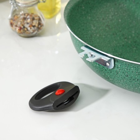 Kazan, 4 l, d = 28 cm, glass cover, two removable handles, anti -stick coating, green color-4
