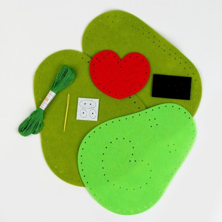 Sewing kit. Avocado felt pillow, 25 × 25 cm-2