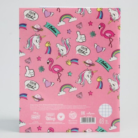 Notebook 48 sheets in a cage, cardboard cover "Minnie Mouse"-4