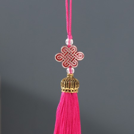 Suspension textiles, plastic "Knot of happiness and infinity" Fuchsia 0.7x1x9.5 cm-1
