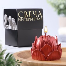 Свеча фигурная "Лотос", 6,6х6,5 см, красный, в коробке