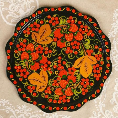 Pancake plate, Khokhloma D-30-3