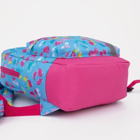 Baby backpack on a zipper, an external pocket, a reflective strip, blue color-6