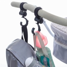 Hook for bags on a stroller, plastic, rotates 360 °, Velcro, black color