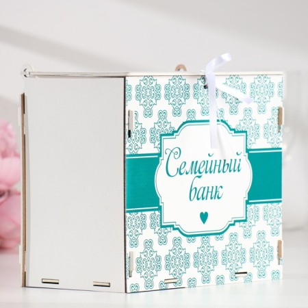 Family Bank with a seal, 24x14x20 cm, white-green-1