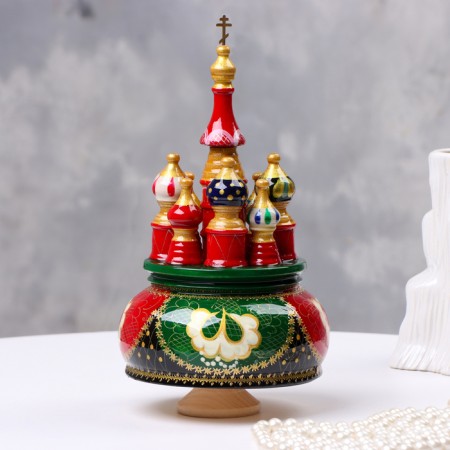 Musical souvenir "Temple" No. 2, red-green, manual painting, 112x22 cm-2