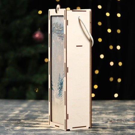 Box for wine "Happy New Year!" Deer, 34x10x8.6 cm-2