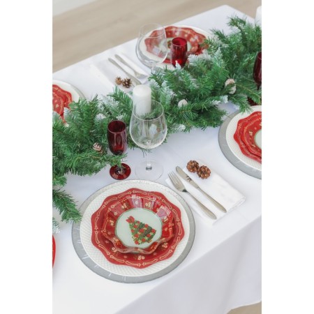 Plate Glass Dessert shade "New Year's spruce", D = 20 cm-4