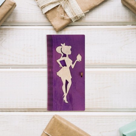 Wooden "silhouette" purple background