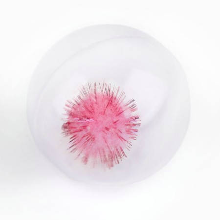 Ball for cats with a pomp, 4 cm, packing in a jar of 25 pcs, mix-6