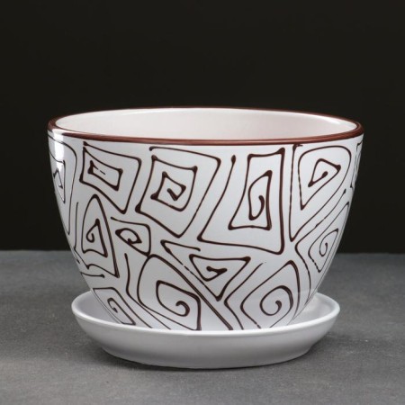 Pot floral abstraction white 1.65 liters
