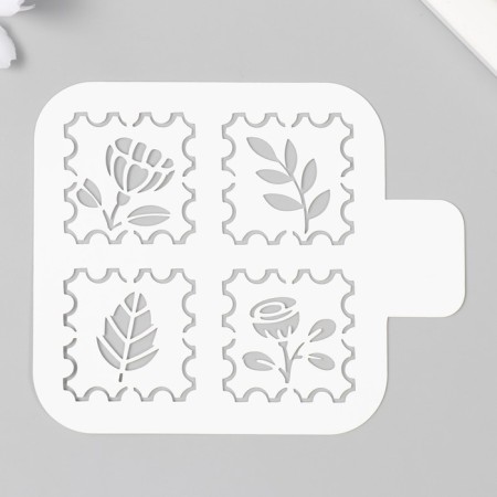 Plastic stencil "Plants" 9x9 cm