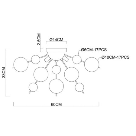Ceiling chandelier Arte Lamp Molecule A8313PL-5CC, G9, 5x40 W, 60x60x33 cm, chrome-1