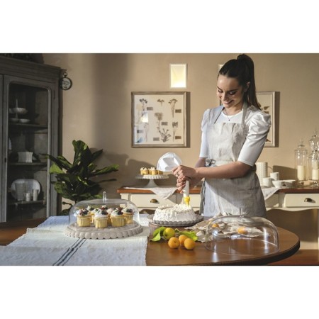 Cake stand with the Guzzini Tiffany lid, D = 36 cm, the color is gray-beige-1