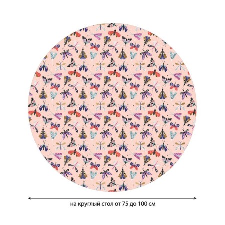 Tables on the table "insects", round, oxford, elastic band, size 120x120 cm, diameter 75-100 cm-1