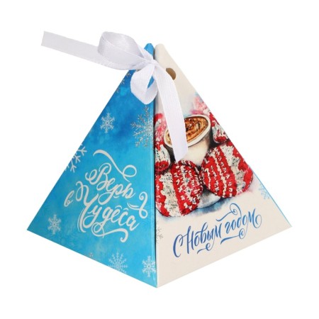 New Year. Bonbonniere, New Year's gift packaging "Cocoa Cocoa", 7 × 7 × 7.5 cm.-2