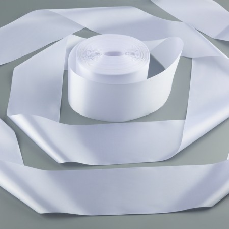 Satin tape, 100 mm × 100 ± 5 m, white color
