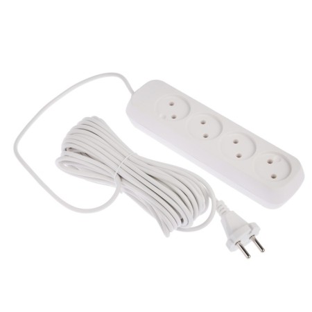Extension cord Luazon Lighting Eco, 4 sockets, 10 m, 10 A, 2200 W, PVS 2x0.75 mm2, without salary, white-2
