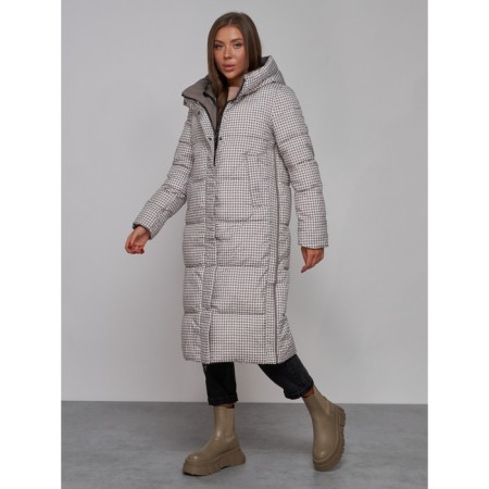 Coat insulated two -sided female, size 48, brown color-16