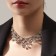 Hollywood necklace circles in patterns, white color in silver, 30 cm