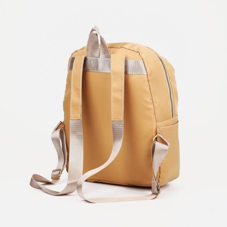 Youth backpack on lightning from textiles, 2 pockets, beige color-1