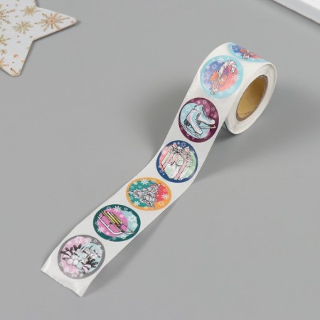 Stick Paper "Drawn New Year" d = 2.5 cm 252 pcs in the roll-5