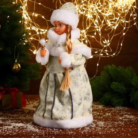 Snow Maiden "White fur coat with a staff" moves, 40 cm-1
