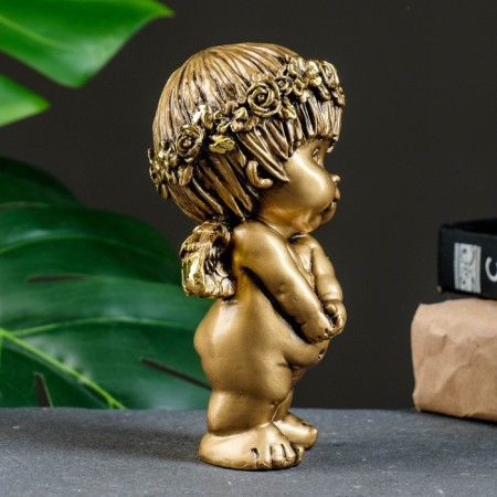Figure "Angel Housing" gold 9x8x14cm-1