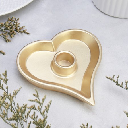 Silence "Heart" from gypsum, 14x2.5cm, gold-1