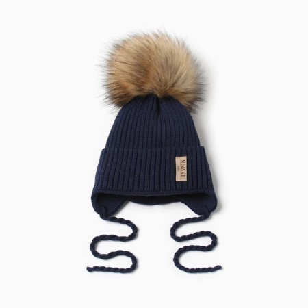 Children's hat with insulation, rn 46-48, dark blue color