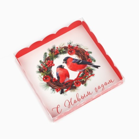 Box for confectionery products with PVC Happy New Year, 18 x 3 cm, New Year-2