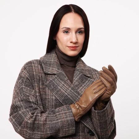 Gloves are female, dimensionless, without insulation, beige color-3