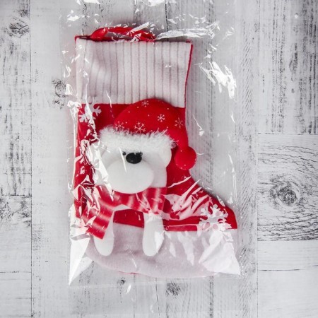 A tock for gifts "Snowfall" Bear 18x26 cm, white-red-2