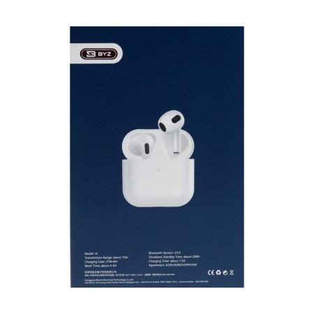 BYZ I4 headphones, wireless, inserts, noise reduction, Tue 5.0, 30/270 mAh, white-7
