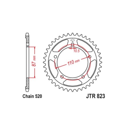 Vedica star JT SPROCKETS JTR823-46, chain 520, 46 teeth