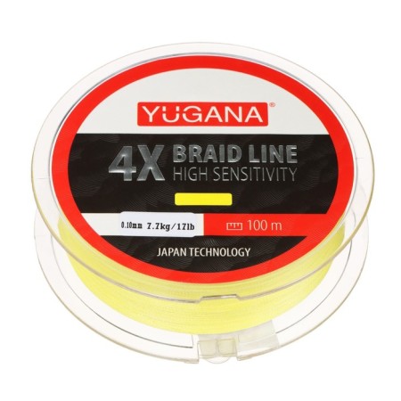 Wicker fishing line yugana x4 PE, diameter 0.1 mm, 7.7 kg, 100 m, yellow-1