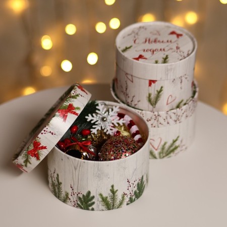 A set of boxes 3 B1 "Happy New Year" 16 x 10, 14 x 9, 13 x 8.5 cm-1