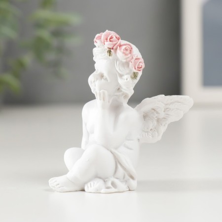 Polystone souvenir "Snowty Angel in a pink wreath sits" mix 6x3.5x4.9 cm-4