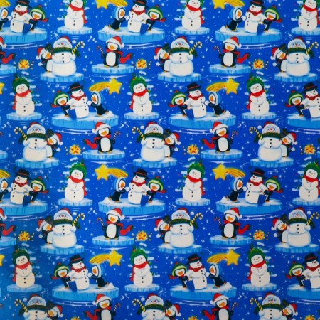 Packing film for gifts, metallized, 35MKM Penguins, 50x70cm-1