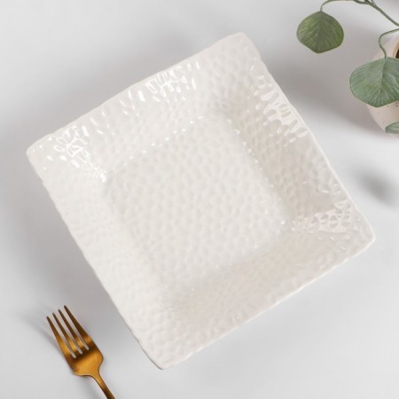 Ceramic “airiness” salad bowl, 800 ml, d = 21.7 cm, white color-1