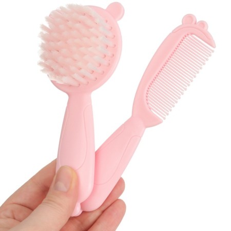 Hair care kit: comb and brush "Bear", pink color-4