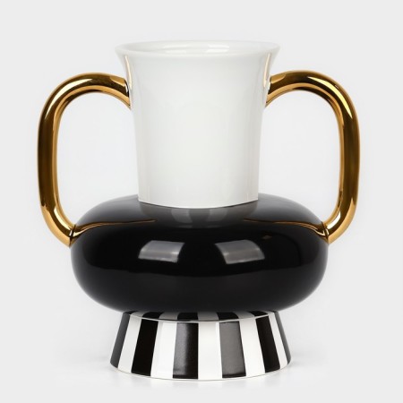Vase for flowers decorative Face with handles 24 x 24 x 24 cm-1