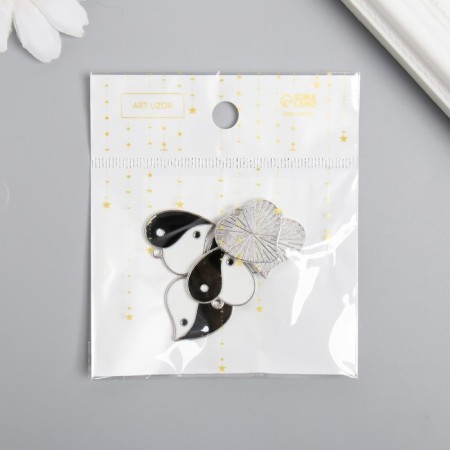 Decor for creativity Metal, enamel "Yin-Yang Heart" silver 2.1x1.9 cm-2
