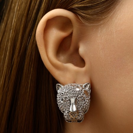 Earrings Metal "Chord" cheetah, color silver-4