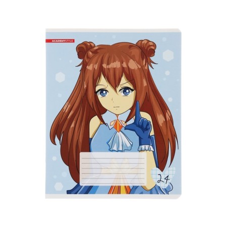 Notebook 24 sheets in the “ANime Girls” cage, cover coated cardboard, UV-fluid, block 65 g/m2, mix-3