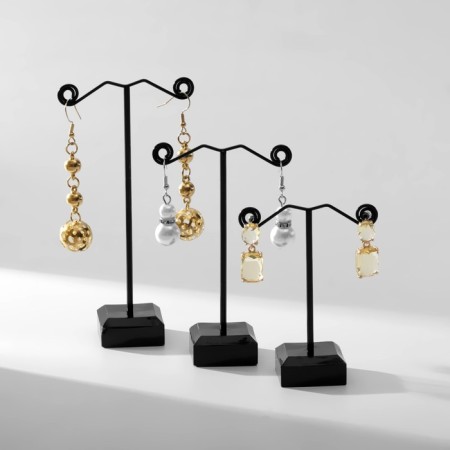 Acryl Earrings stand, set 3 pcs, h = 8, 10, 12 cm, black color-1